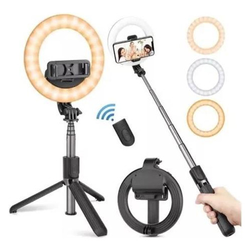 Led Selfie Stick Ring Light Tripé L07 Bluetooth