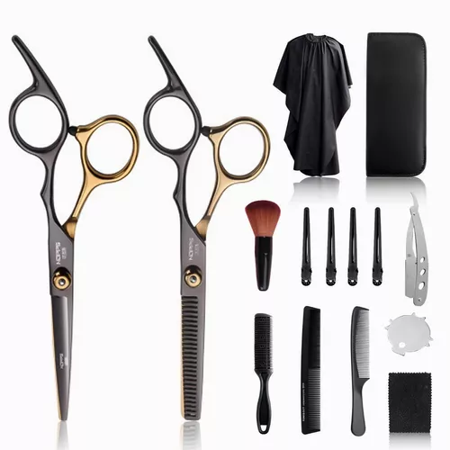 Kit de barberia profesional con tijeras y capa para el cabello pelo nabajas