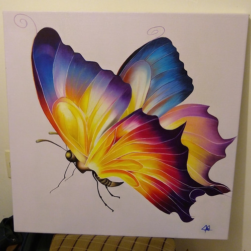 Cuadro Óleo Mariposa Hecho A Mano