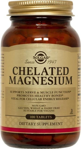 Magnesio. Chelated Magnesium Solgar 100 Tabletas X 100 Mg