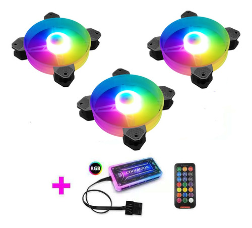 Kit 3 Gabinete Enfriador Ventilador Rgb 12cm Con Controlador