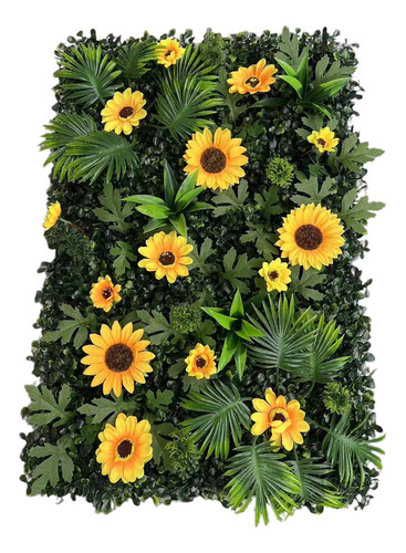 Panel De Pared De Césped Artificial Con Flores, Girasol