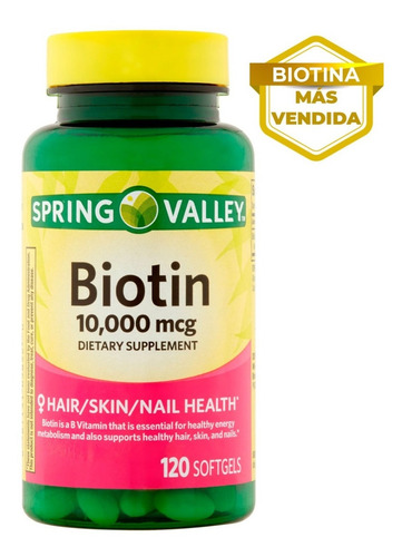 Imagen 1 de 8 de Cabello Hermoso Biotina 10,000 Mcg 120 Softgels