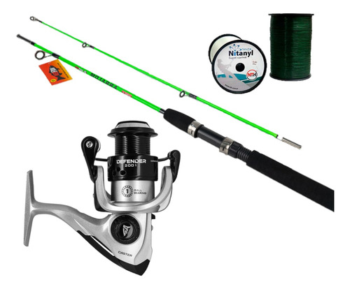 Combo Pesca Kayak Variada Reel Frontal + Caña 1.35m + Nylon