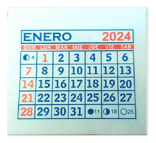 Calendario Mensual 2024 Mignon De 5 X 5,5 Cm X 100 Unidades
