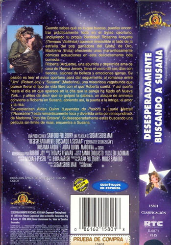 Vhs Desesperadamente Buscando A Susana Lo Mejor De Los 80's