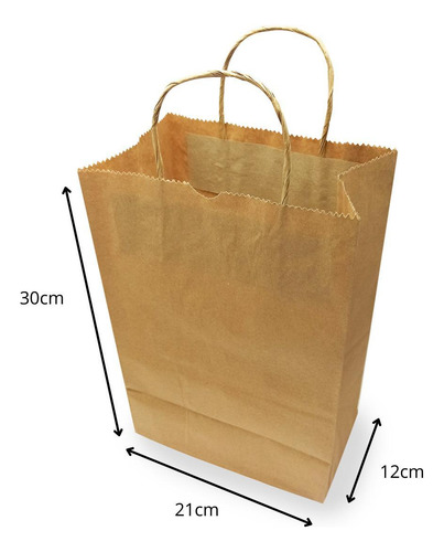 Bolsa de papel Kraft, bolsa marrón C/10 de una sola pieza