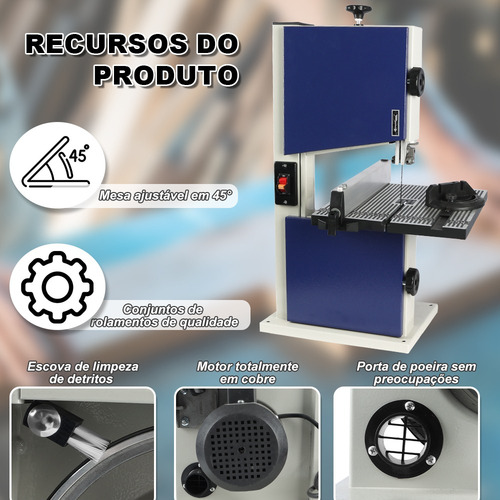 Serra Fita De Bancada Para Madeira 8pol 300x300mm 450w 220v