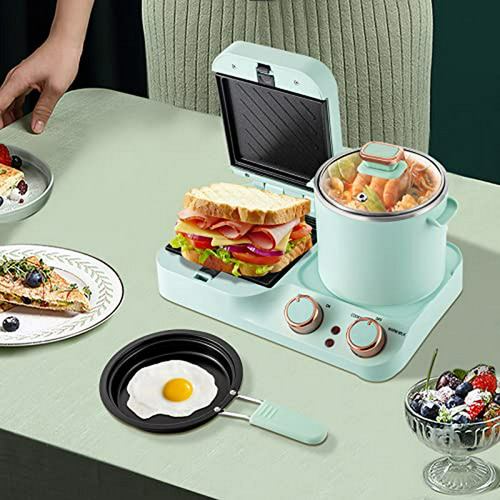 Máquina De Desayuno Eléctrica 3 En 1, Mini Tostadora Y Sandw