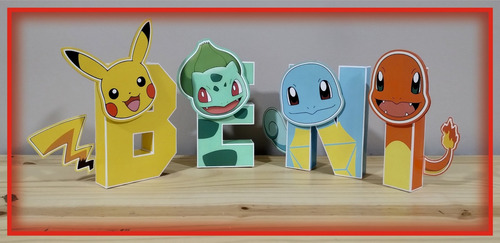 Letras 3d Personalizadas P/candy Bar - Modelo Pokémon