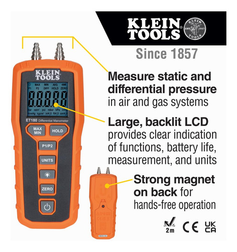 Manómetro Digital Klein Tools Et180 Probador De Presión