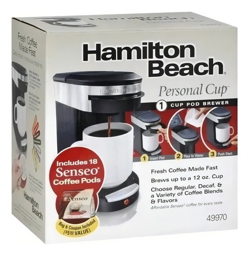 Cafetera Personal Hamilton Beach 1 Taza Negra 49970-mx Negro