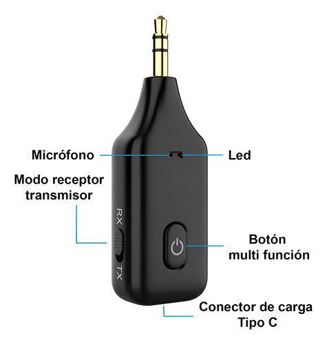 Adaptador Bluetooth Transmisor Receptor Inalámbrico Auto Aux