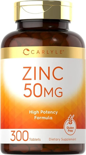 Zinc Premium 50mg 300 Tabletas Alta Potencia Inmunidad Sabor Sin sabor