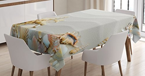 Ambesonne Starfish Tablecloth, Seacoast With Sand Gdk3h