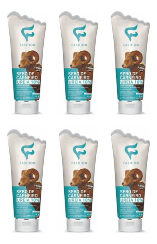 Kit 6 Sebo De Carneiro Ureia 10% Creme Hidr. 200ml
