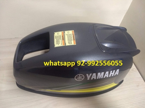 Imagem 2 de 4 de Capo Para Motor De Popa Yamaha 15 Hp Paralelo Faixa Amarela