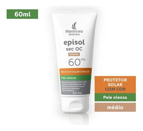 Protetor Solar Episol Sec Oc Fps 60 Médio 60ml Mantecorp