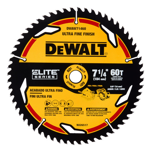 Disco De Sierra 7-1/4  60t Elite Series Dewalt Dwaw71460