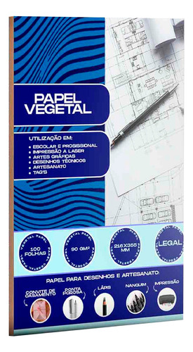 Papel Vegetal Legal (216x355mm) 90-95 G Desenhos Convites