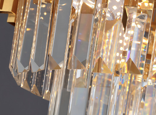 Luminária Pendente Lustre Luxuoso Dourado e Cristais Vana Sindora inl106