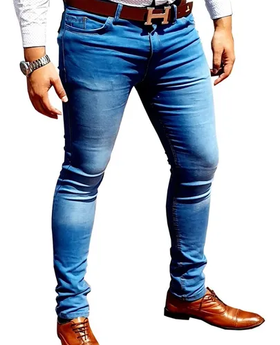 Pantalones entubados best sale para hombre mezclilla