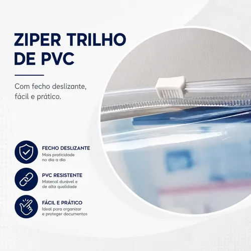 Kit 100 Unidades Pasta Zip Zap - Pvc Transparente - 26x36 Cm