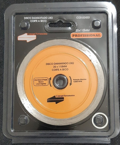 Imagem 1 de 5 de Disco Diamantado Liso Corte A Seco Dd003 20x110mm