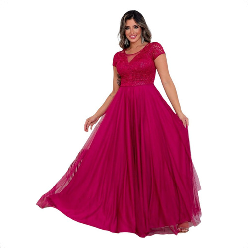 Vestido Festa Marsala Ombro A Ombro - Madrinha Luxo