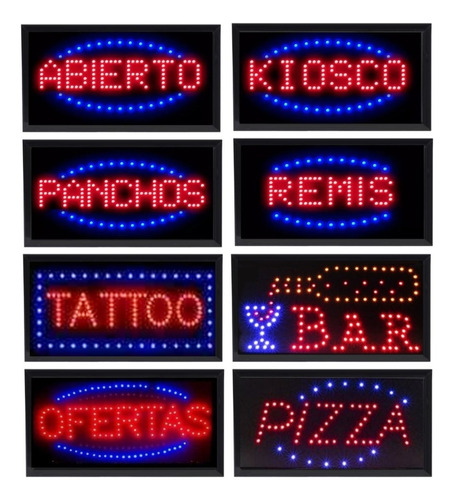 Letreros Led Luminosos Comerciales Diferentes Textos 48x25cm