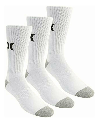 Hurley Paquete De 3 Calcetines Para Hombre, Blanco/negro,