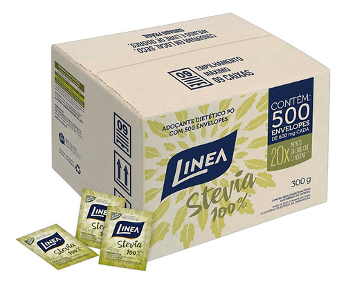 Linea Stevia adoçante em pó caixa 300gr 500 unidades