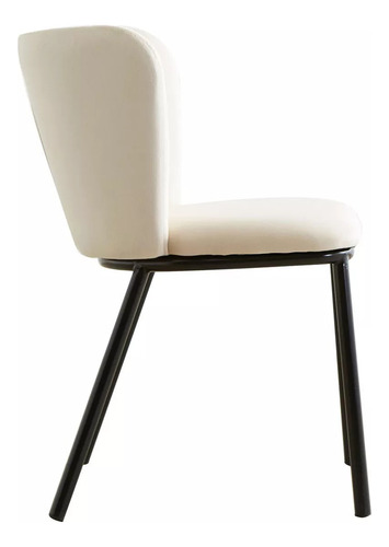 Silla De Comedor Cocina Cozy Tapizada En Pana Velvet X2 Estructura De La Silla Negro Asiento Beige