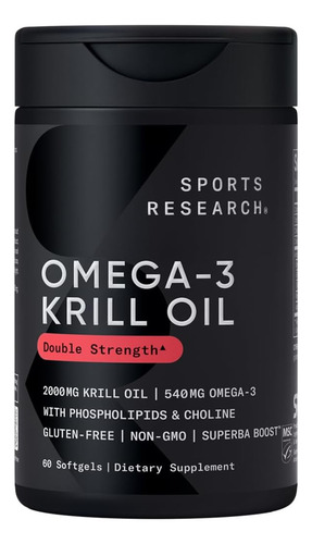 Omega-3 Krill Oil Astaxanthin 60 Capsulas Sports Research Sin Sabor