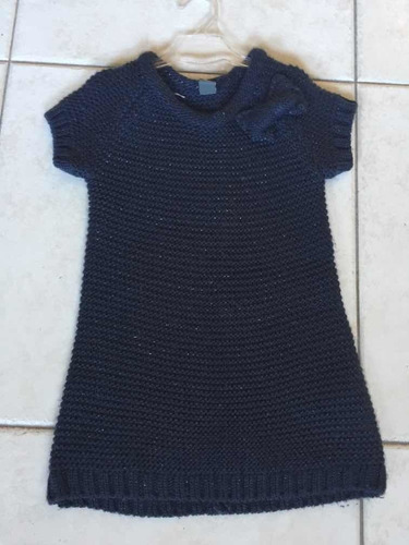 Vestido Tejido En Lana Azul Talle 3-4 Años Zara