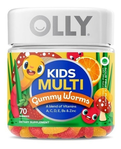Olly Kids Multi 70 Gomitas En Forma De Gusanos Importado
