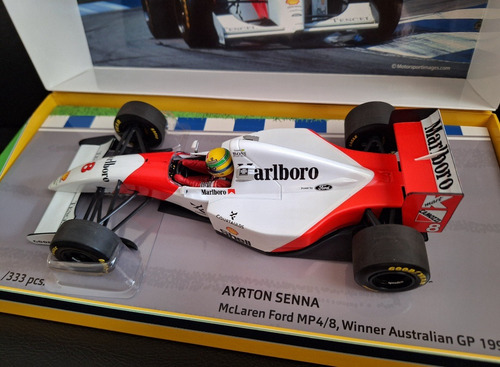 F1 Mclaren Mp4/8 Ayrton Senna Última Vitória 1/18 Branco