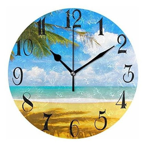 Welllee Coconut Tree Beach Naturaleza Vista Reloj Acrílico P