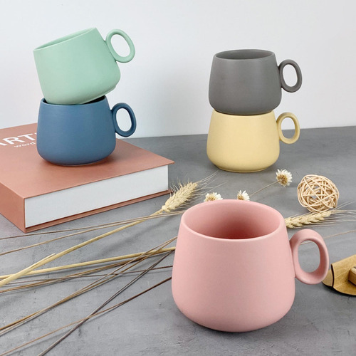 Taza De Café De Gres Hecha A Mano Con Diseño De Mango