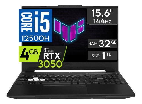 Asus Tuf F15 Core I5 12450h 32gb Ram 1tb Ssd Rtx3050 15.6' Color Negro