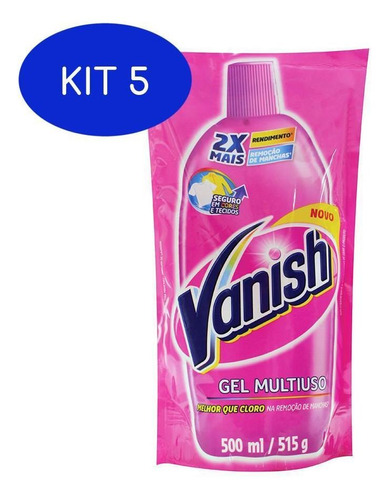 Kit 5 Vanish-gel Multiuso Para Remoção De Manchas - Refil
