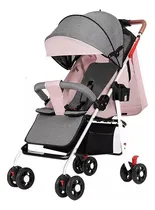 Comprar Carriola Carreola De Bastón Plegable Toplinc Para Bebé Reclinable Color Rosa Con Gris Chasis Blanco Arnés De 5 Puntos Llantas 360 Plegable Con Una Mano