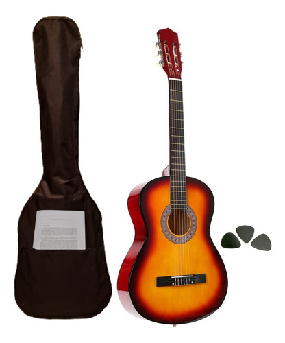 Guitarra Criolla Clasica Nuevas Calidad Con Funda Pua Manual Color Naranja