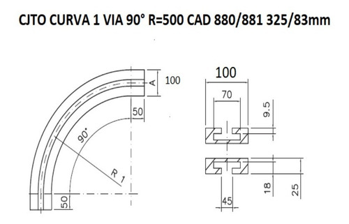 Juego Curva Cadena 880 881 K325 Tab Uhmw 1 Via 90° R=500