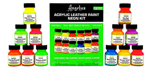 Angelus Pintura Para Cuero Kit Neon X12u 29.5ml