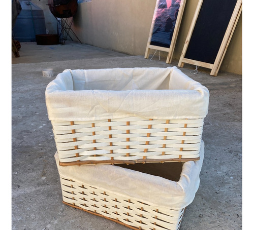 Cajon Canasto Organizador Zuncho 40x30x20 C Funda - Pack X4 Blanco