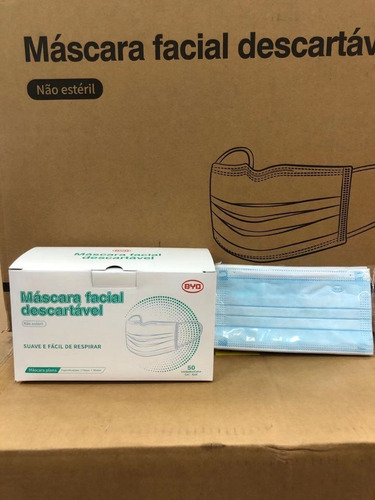 Máscara Descartável Byd De Proteção Facial Tripla 200unidade