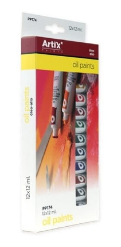 Set De Oleos 12 Tubos, 12ml, Marca Artix, Color Variado
