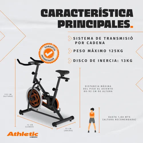 Bicicleta Fija Spinning Athletic 400bs Disco 13kg