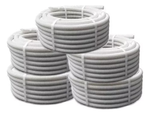 Pack De 5 Rollos Caño Corrugado Blanco 1 Pulgadas X 25mts
